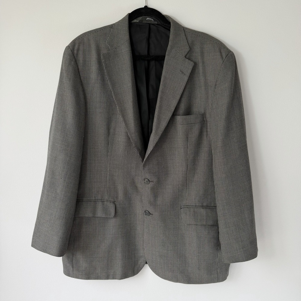 Haggar Collection Blazer 46R Sport Coat Gray Wool Blend Classic Suit Jacket USA